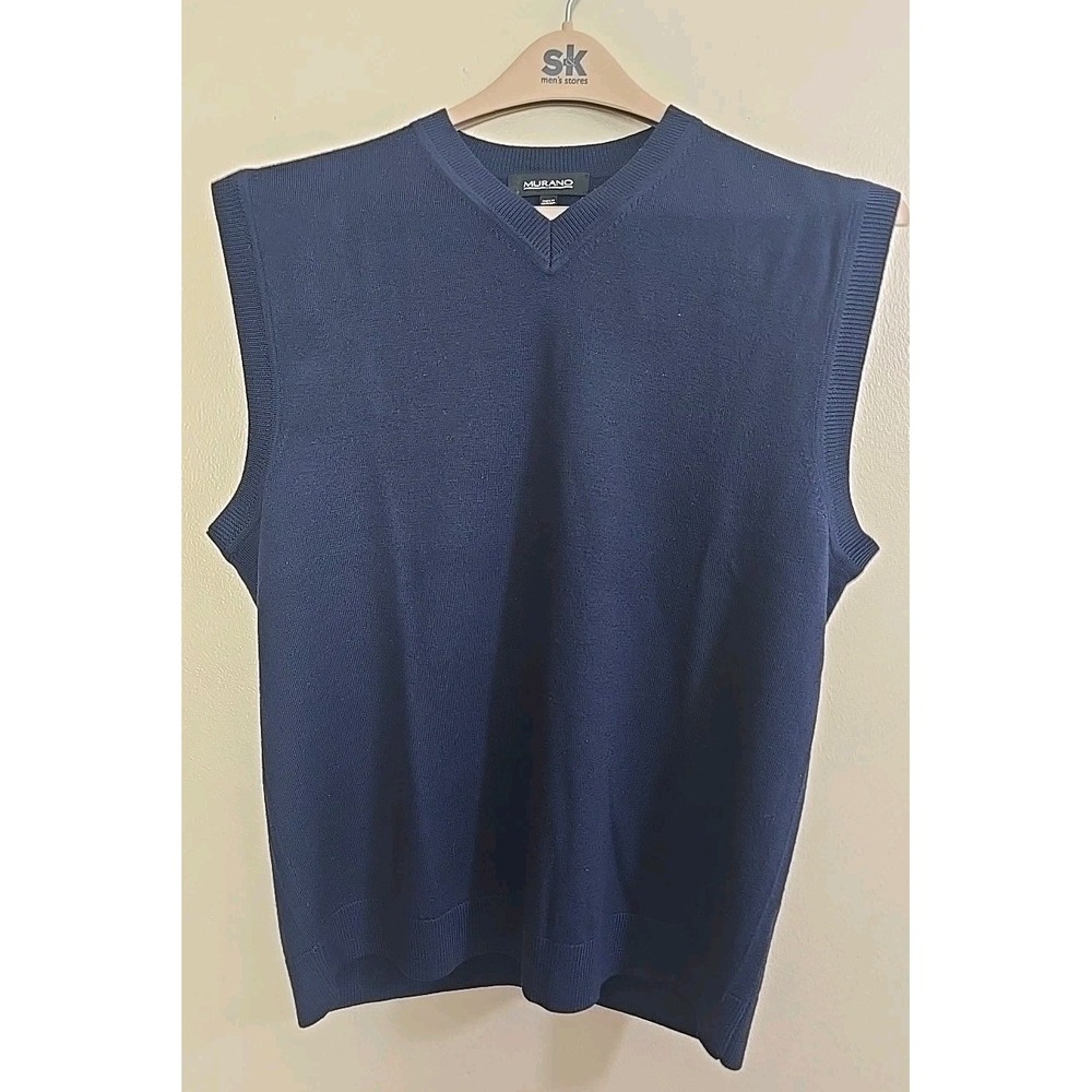 Murano Wool Mens Sleeveless Pullover / Vest Size Med Navy Made in Australia